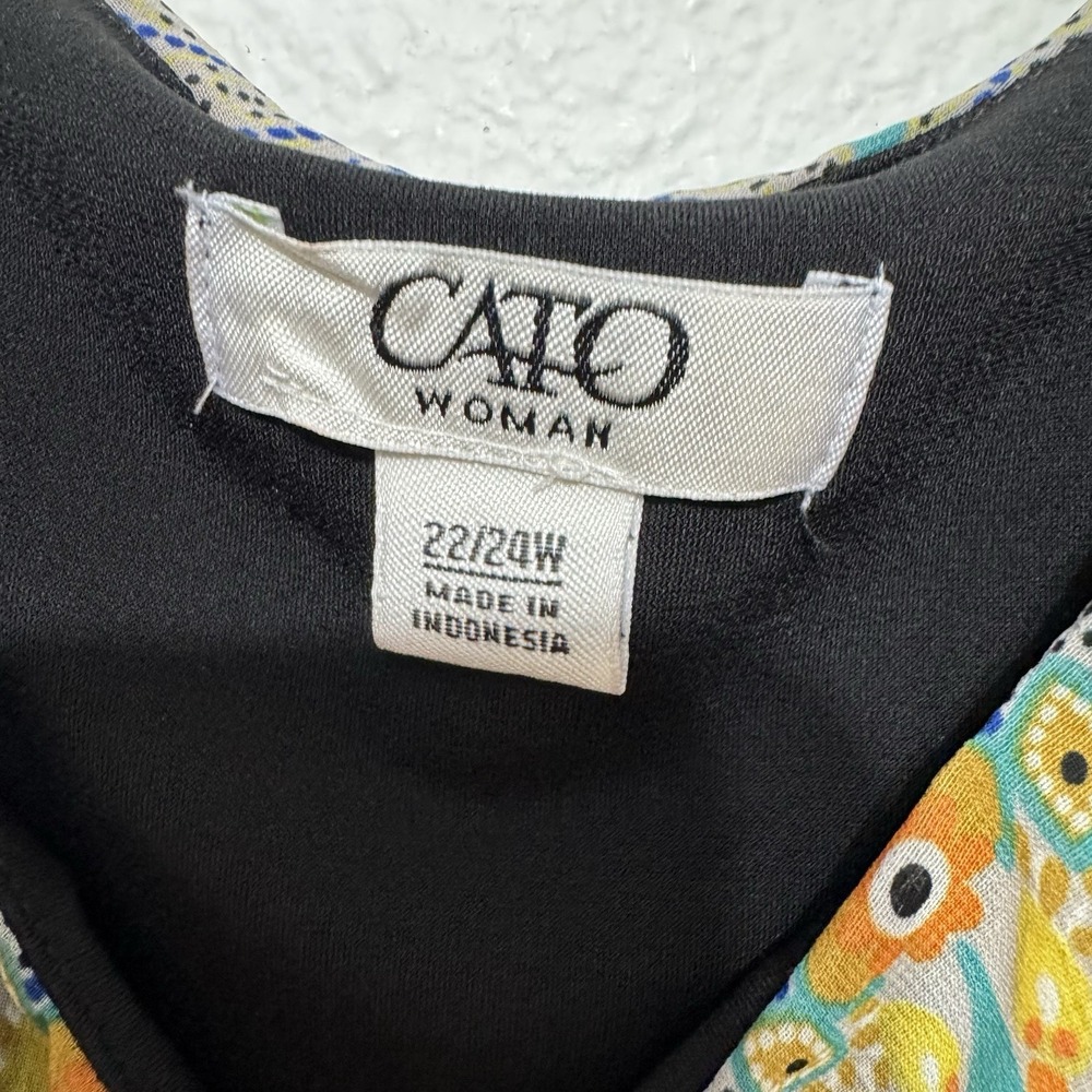 Cato Colorful Peacock Pattern Chiffon‎ Slimming Blouse Womens Size 22 / 24W - Picture 4 of 7